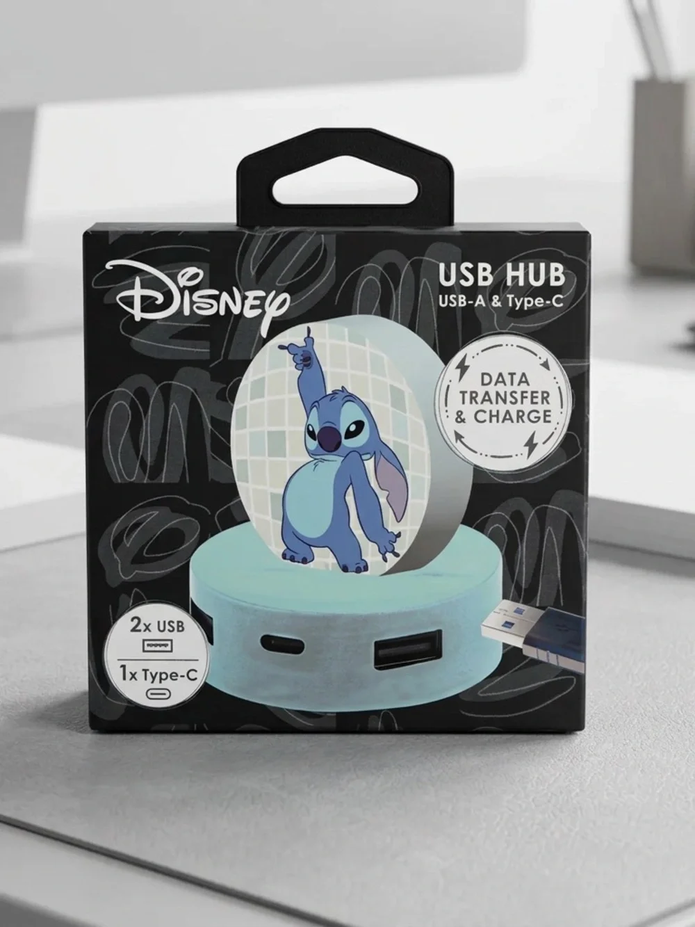 Disney Stitch USB Hub USB-A & Type-C Data Transfer Charger